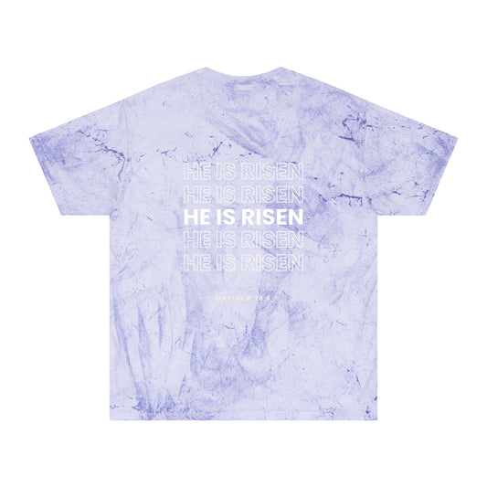 He Is Risen tie dye cross
